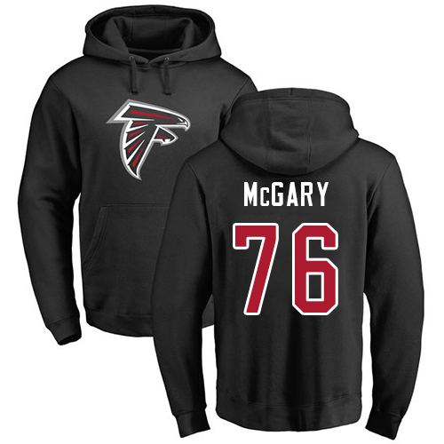 Atlanta Falcons Men Black Kaleb McGary Name And Number Logo NFL Football #76 Pullover Hoodie Sweatshirts->nfl t-shirts->Sports Accessory
